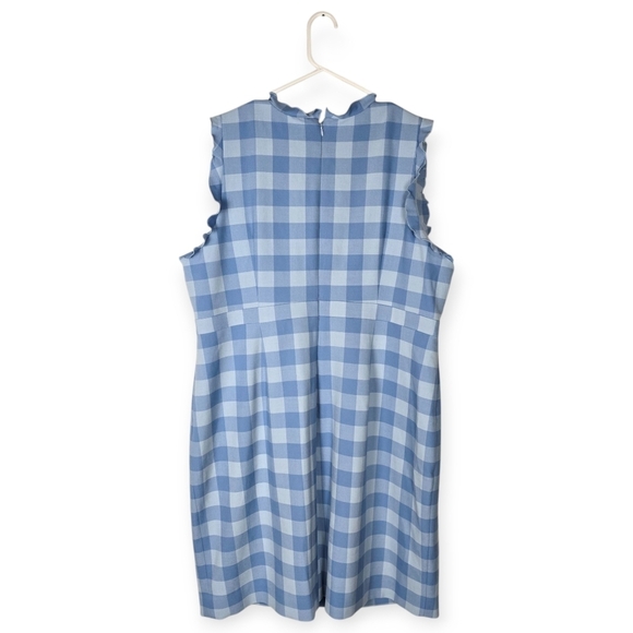 J. Crew Ruffle-trim sheath dress in gingham stretch crepe In Bright Periwinkle - Picture 2 of 13